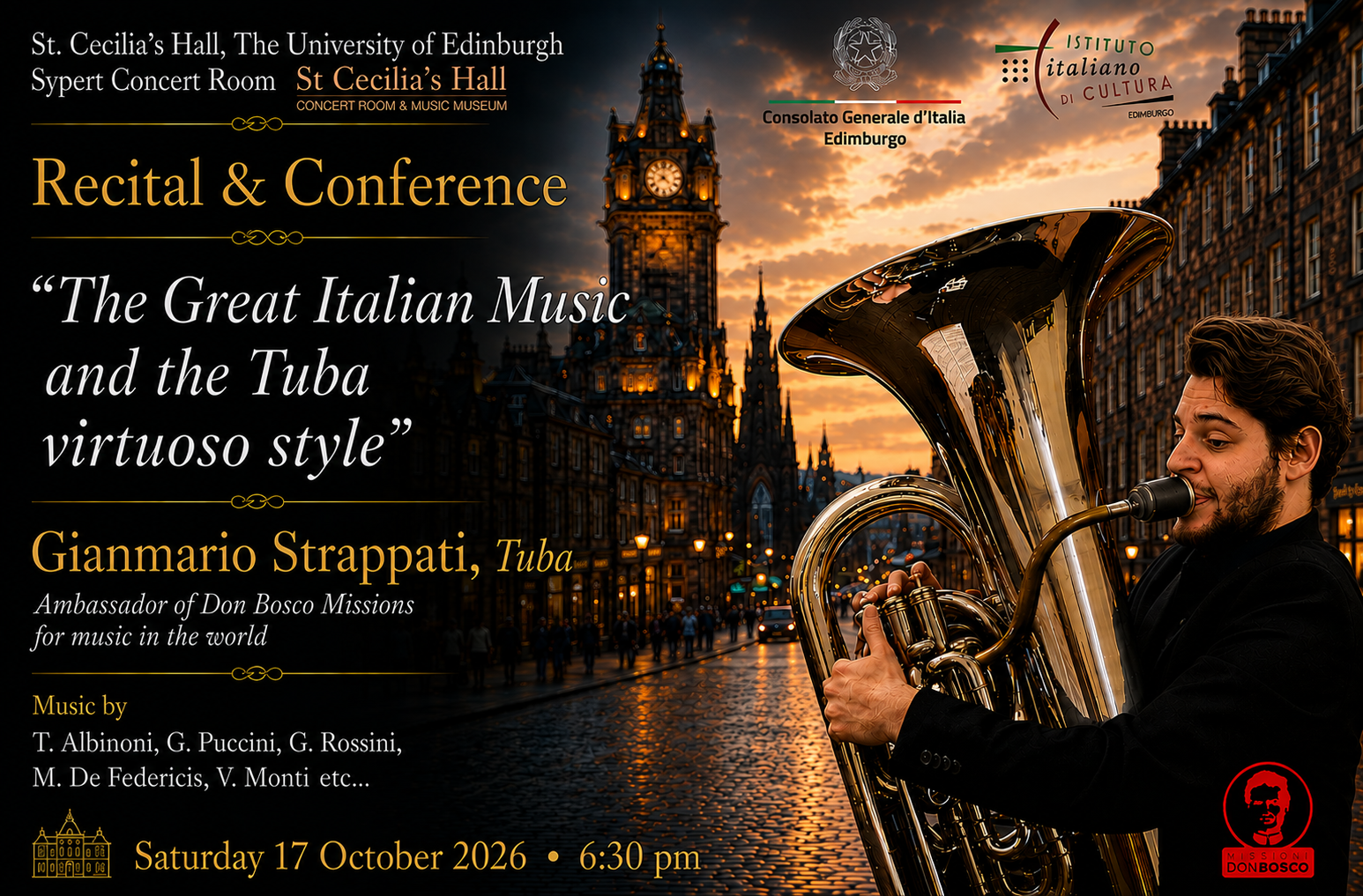 Recital Conference “The Great Italian Music and the Tuba virtuoso style” with Gianmario Strappati